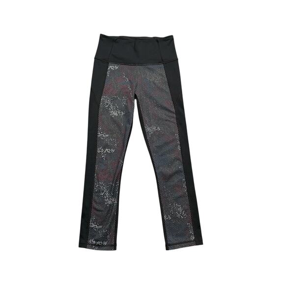 Under Armour Leggings Womens XS/S Black Heatgear Shiny Panel Pull On Cropped - Picture 1 of 11